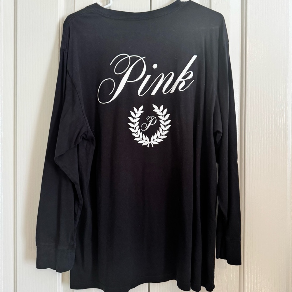PINK Victoria's Secret Black Long Sleeve Tee Size: Large